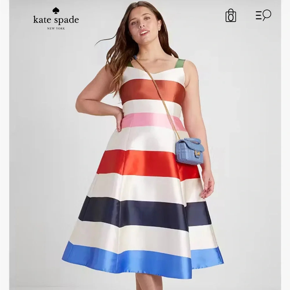 EUC Kate Spade Adventure Stripe Grace Multicolor Midi Dress - Picture 5 of 6